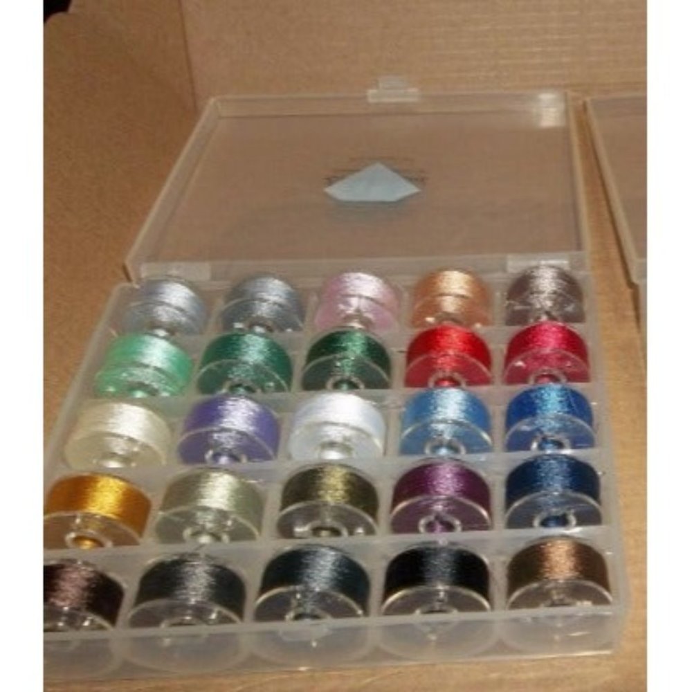 25pcs Assorted Colors Size A Class 15 (SA156) 60WT Prewound Bobbins Thread